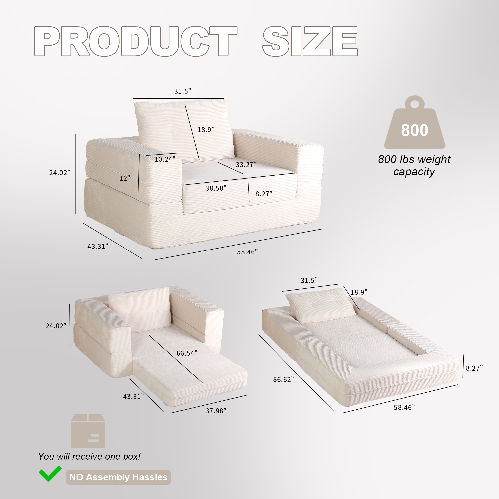 Compression Floor Sofa For Adults And Pets With Pillow Beige_voghion.com
